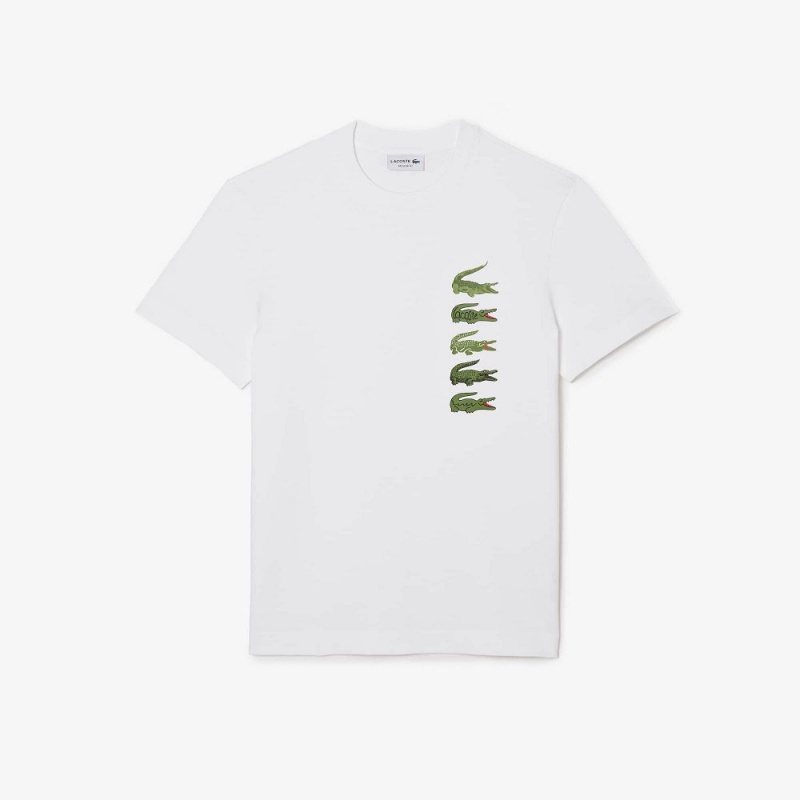 Men's Lacoste Regular Fit Iconic Croc T-Shirt White | LZA903268