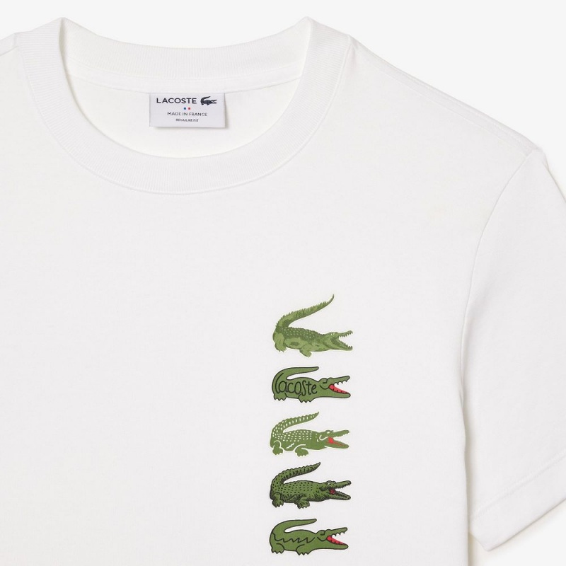 Men's Lacoste Regular Fit Iconic Croc T-Shirt White | LZA903268