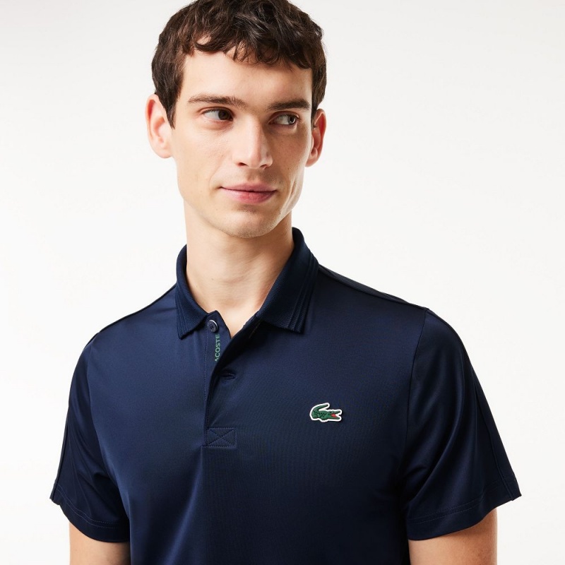 Men's Lacoste Regular Fit Jersey Sport Polo Shirts Navy Blue | STO640792