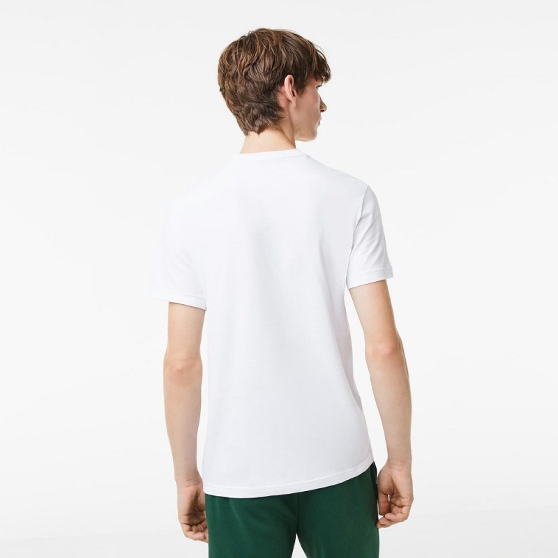 Men's Lacoste Regular Fit Jersey T-Shirt White | DUB076549