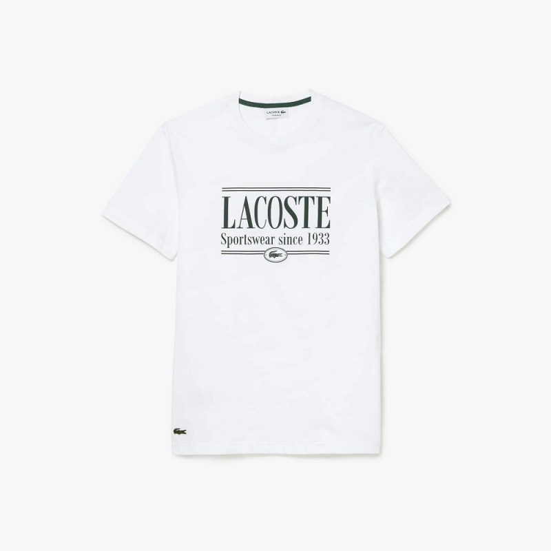 Men's Lacoste Regular Fit Jersey T-Shirt White | DUB076549