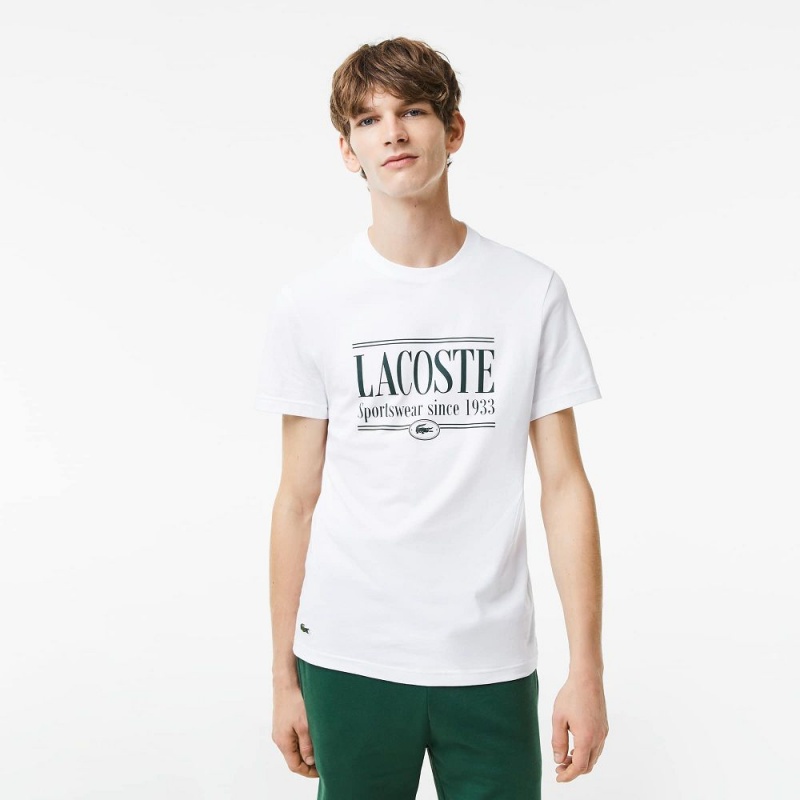 Men\'s Lacoste Regular Fit Jersey T-Shirt White | DUB076549