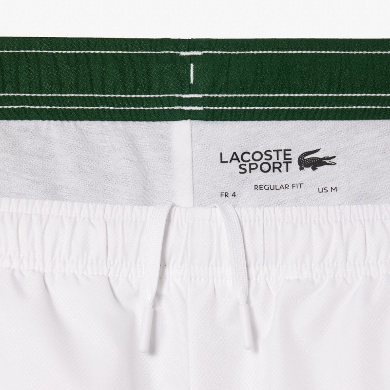 Men's Lacoste Regular Fit Logo Stripe Sweatpants White Green | TJU975241