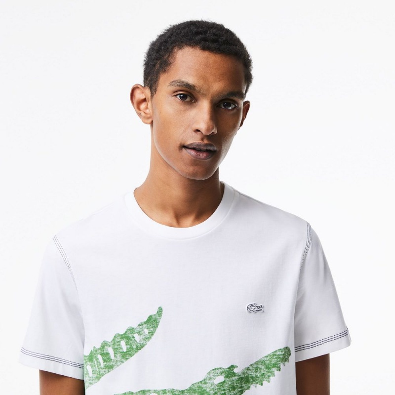 Men's Lacoste Regular Fit Organic Cotton Jersey T-Shirt White | LHV543087