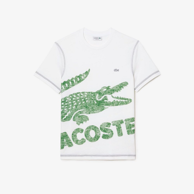 Men's Lacoste Regular Fit Organic Cotton Jersey T-Shirt White | LHV543087