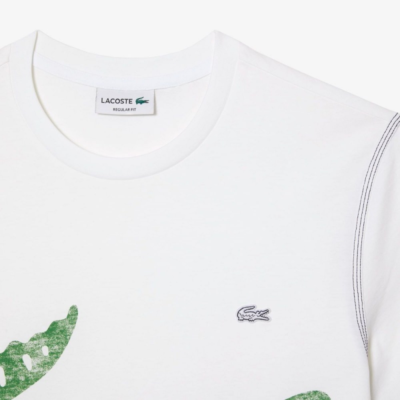 Men's Lacoste Regular Fit Organic Cotton Jersey T-Shirt White | LHV543087