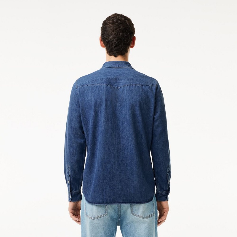 Men's Lacoste Regular Fit Organic Cotton Denim Shirt Blue | JNX174938