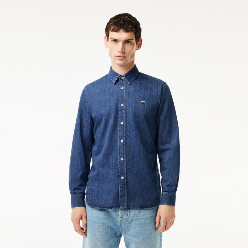 Men\'s Lacoste Regular Fit Organic Cotton Denim Shirt Blue | JNX174938