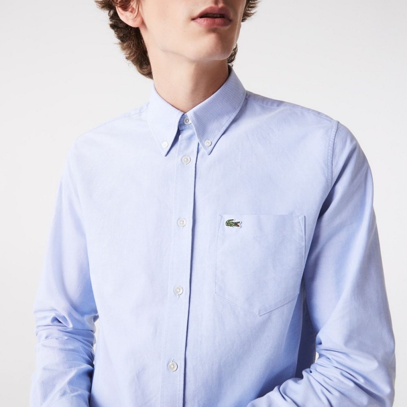 Men's Lacoste Regular Fit Oxford Cotton Shirt Pastel blue | MKG657830