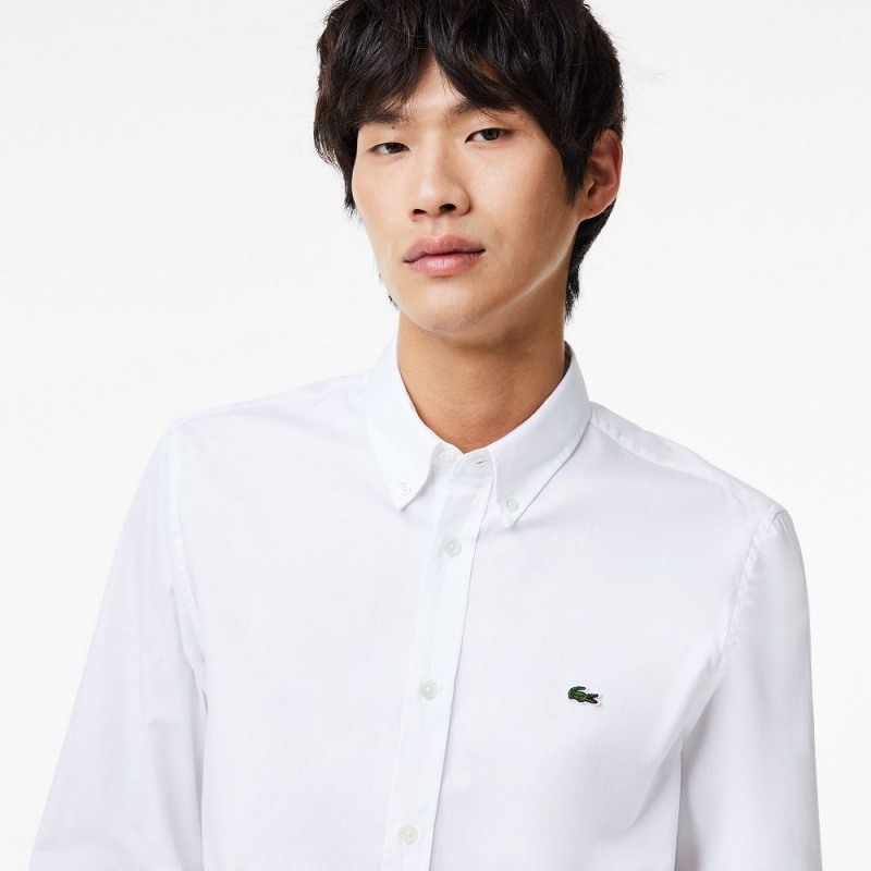 Men's Lacoste Regular Fit Premium Cotton Shirt White | NMI918634