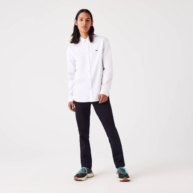 Men's Lacoste Regular Fit Premium Cotton Shirt White | NMI918634