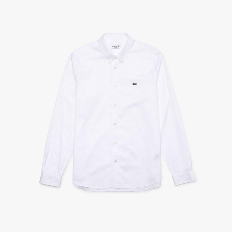 Men's Lacoste Regular Fit Premium Cotton Shirt White | NMI918634