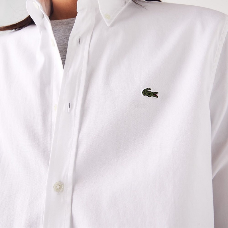 Men's Lacoste Regular Fit Premium Cotton Shirt White | NMI918634