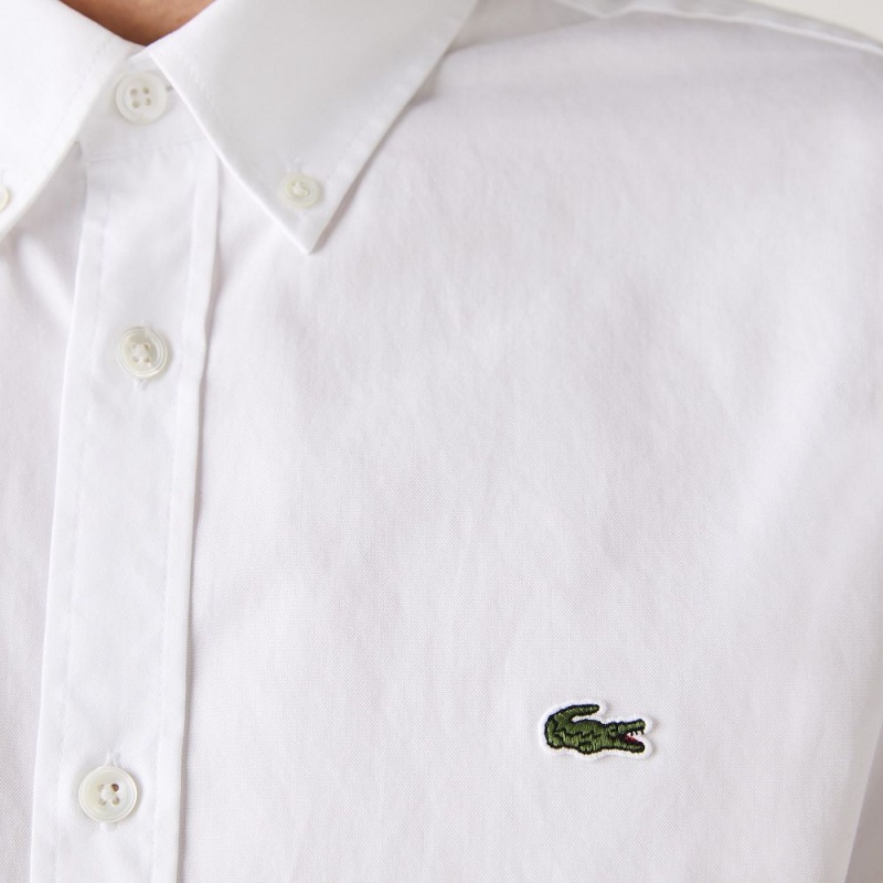 Men's Lacoste Regular Fit Premium Cotton Shirt White | NMI918634