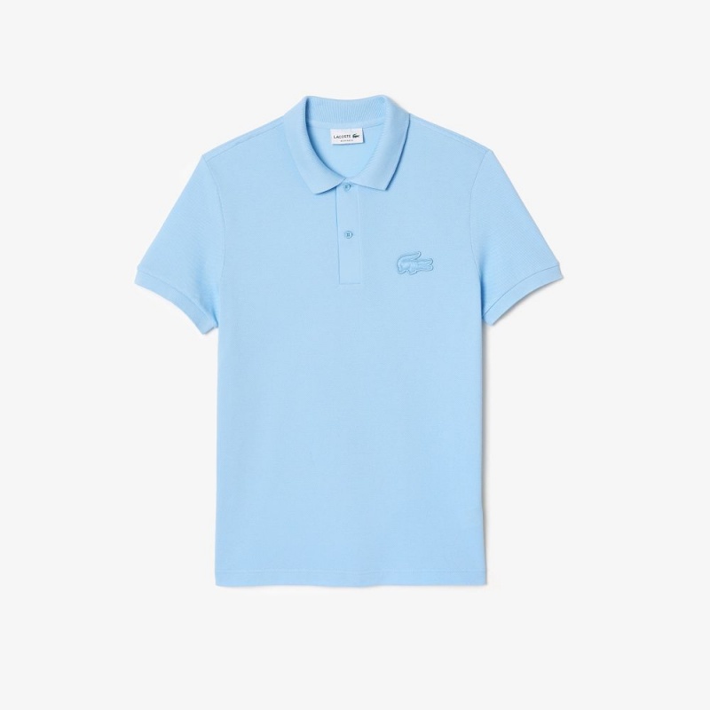 Men's Lacoste Regular Fit Quilted Crocodile Badge Polo Shirts Pastel blue | FEP352698