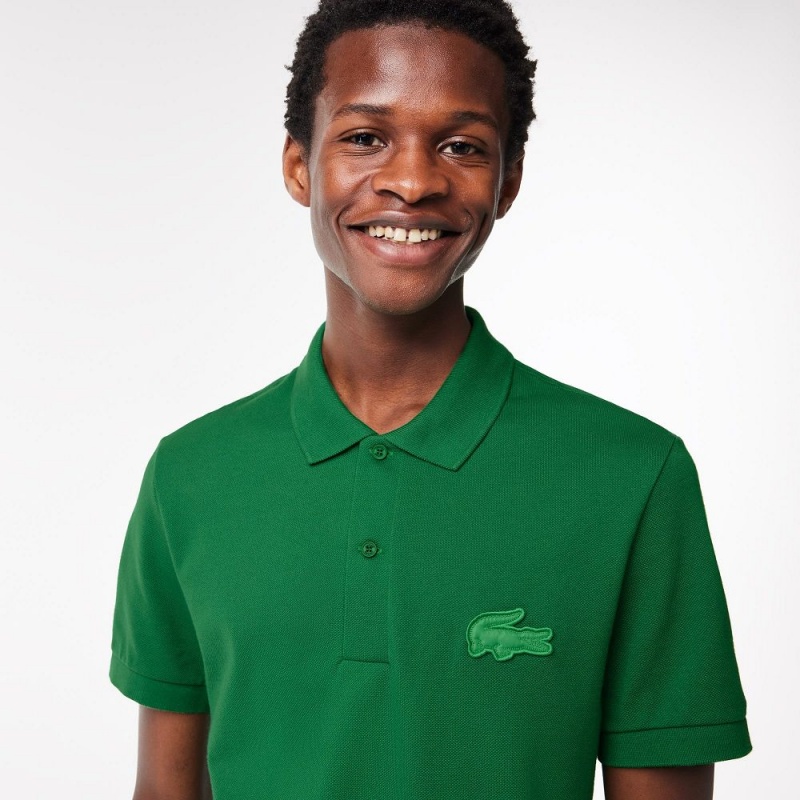 Men's Lacoste Regular Fit Quilted Crocodile Badge Polo Shirts Rocket Green | TVS798130