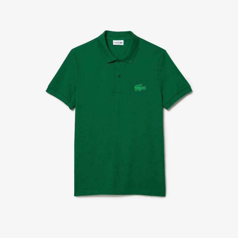 Men's Lacoste Regular Fit Quilted Crocodile Badge Polo Shirts Rocket Green | TVS798130