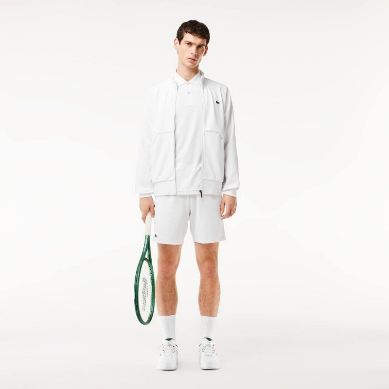 Men's Lacoste Regular Fit Recycled Fiber Sport Shorts White | XVK019287