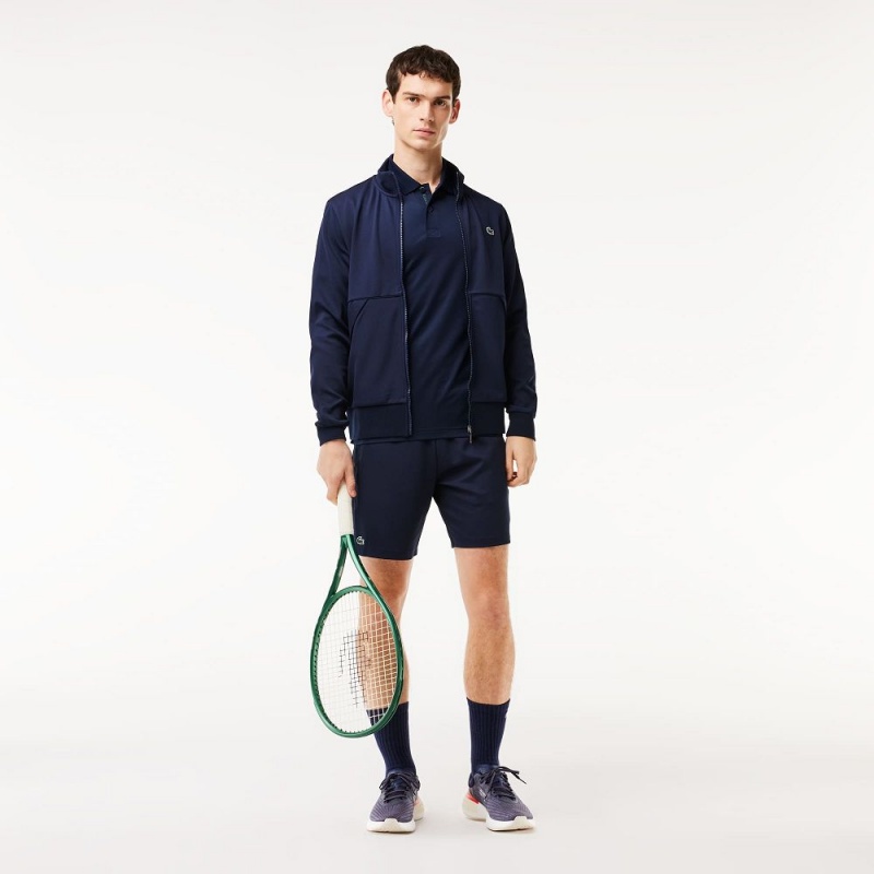 Men's Lacoste Regular Fit Recycled Fiber Sport Shorts Navy Blue | KUS206514