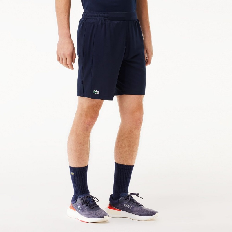 Men's Lacoste Regular Fit Recycled Fiber Sport Shorts Navy Blue | KUS206514