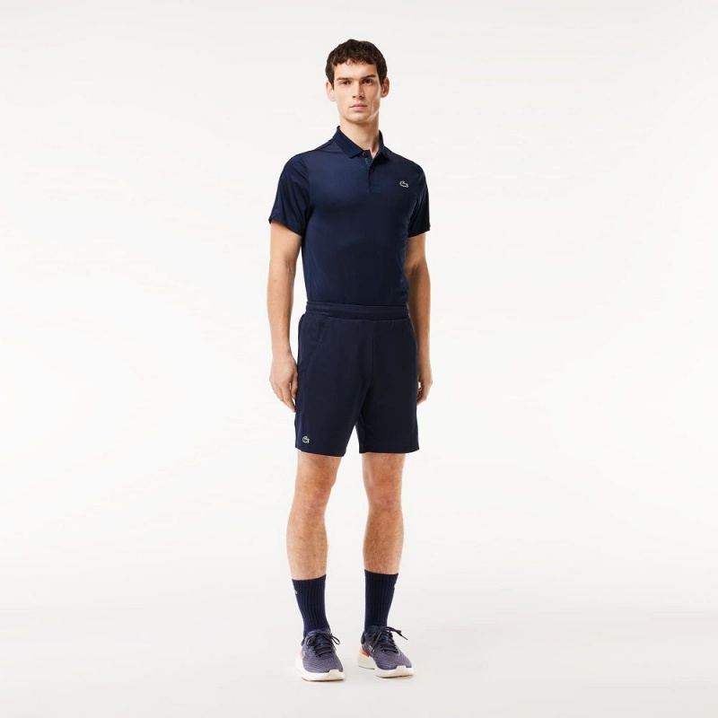 Men\'s Lacoste Regular Fit Recycled Fiber Sport Shorts Navy Blue | KUS206514