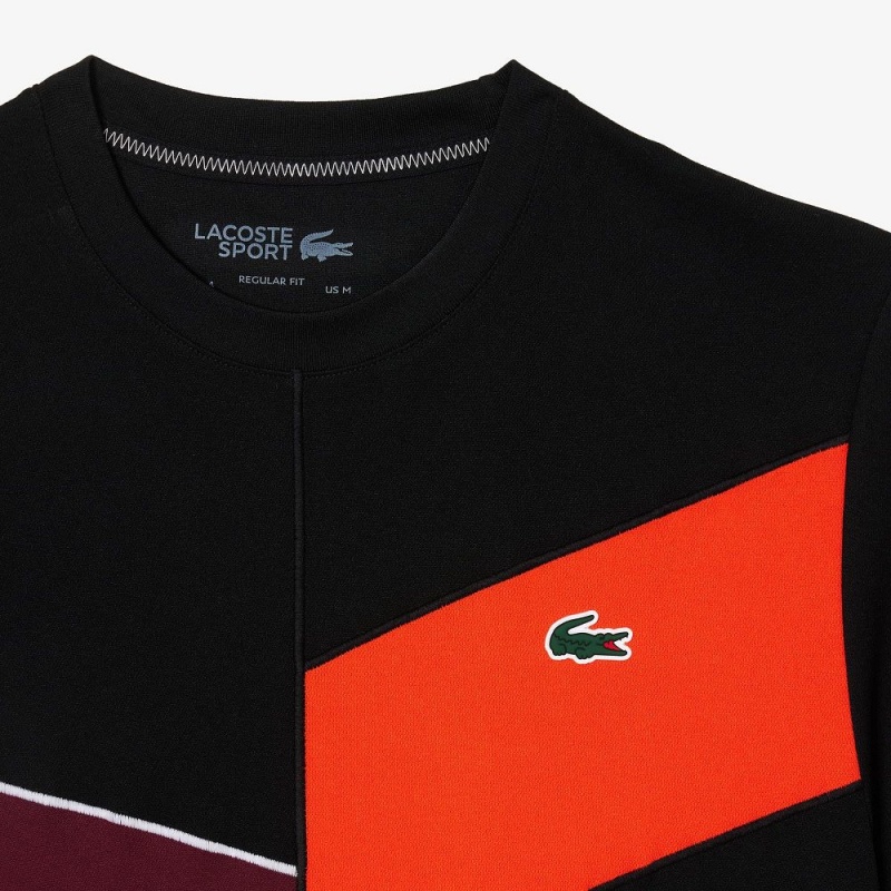 Men's Lacoste Regular Fit Seamless Tennis T-Shirt Black Orange Bordeaux White | KUN361809