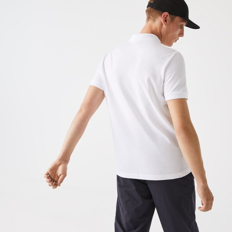 Men's Lacoste Regular Fit Signature Cotton Piqué Polo Shirts White | FZY871659