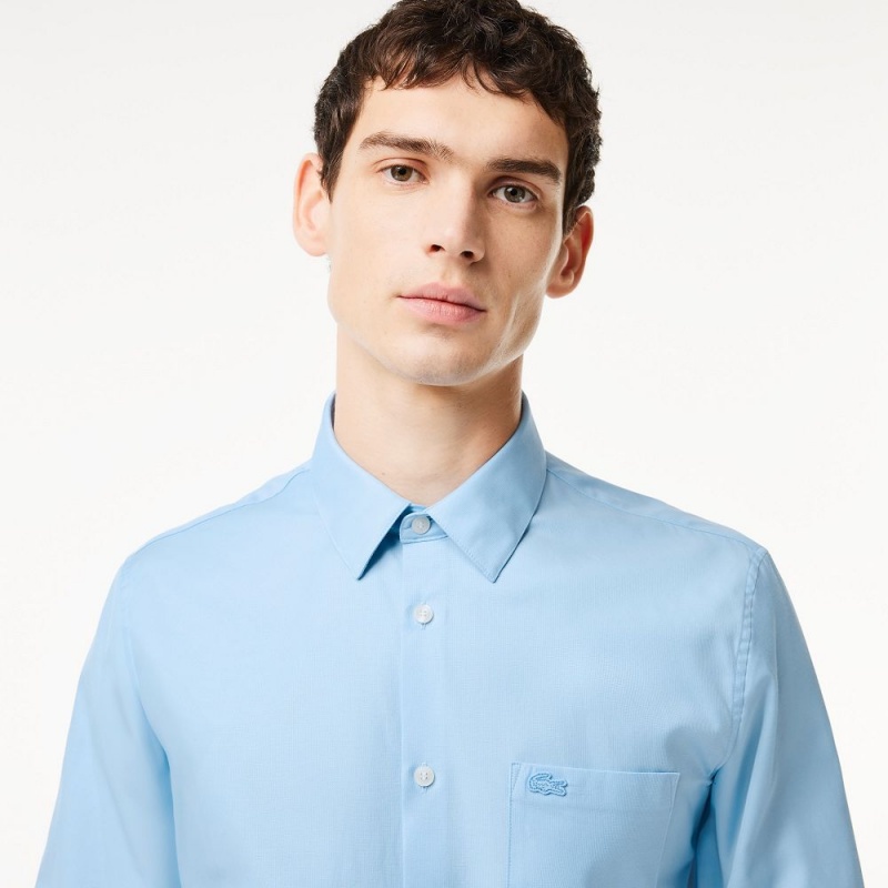 Men's Lacoste Regular Fit Solid Cotton Shirt Pastel blue | SHJ543819