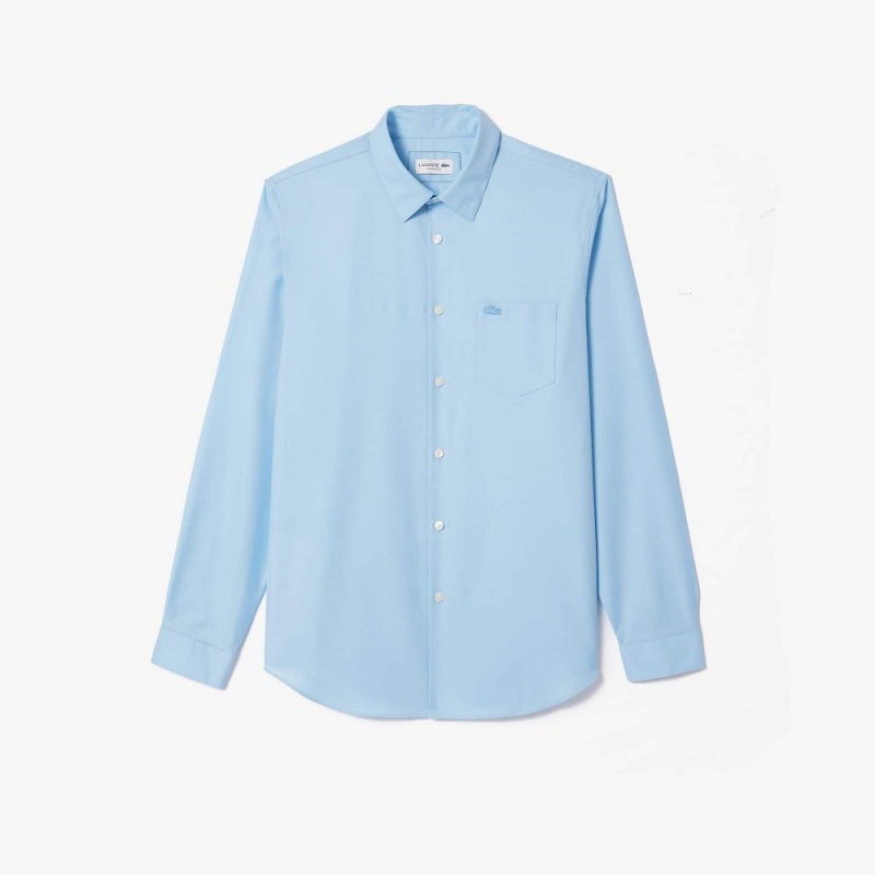 Men's Lacoste Regular Fit Solid Cotton Shirt Pastel blue | SHJ543819