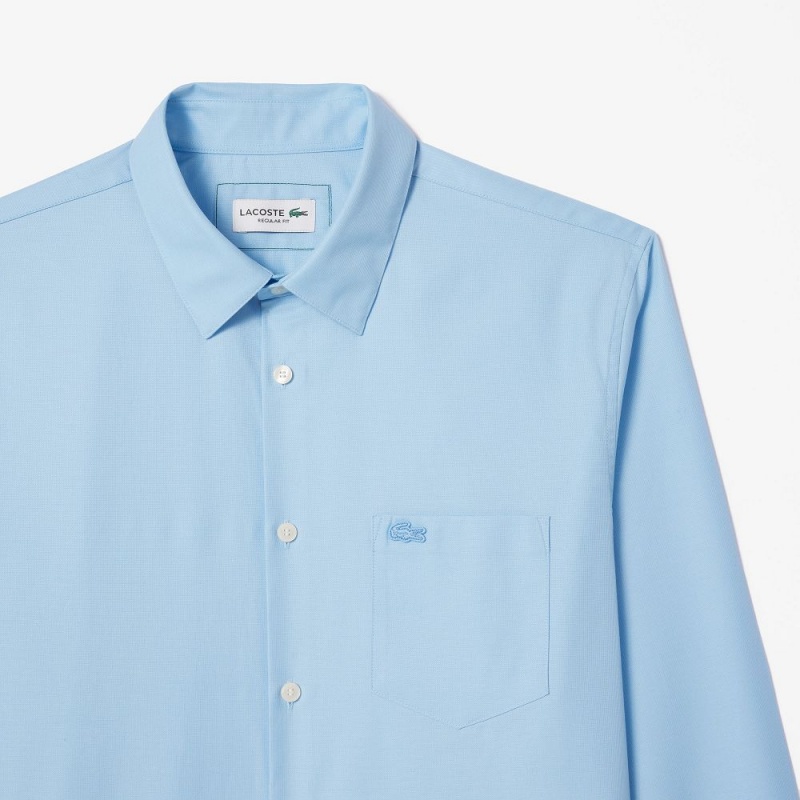 Men's Lacoste Regular Fit Solid Cotton Shirt Pastel blue | SHJ543819