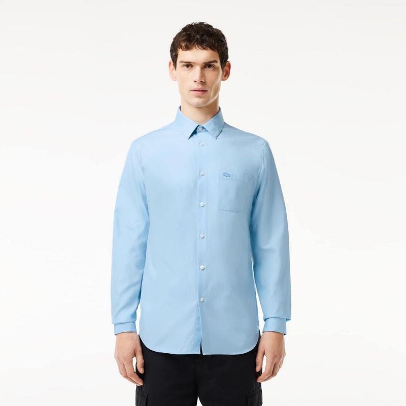 Men\'s Lacoste Regular Fit Solid Cotton Shirt Pastel blue | SHJ543819