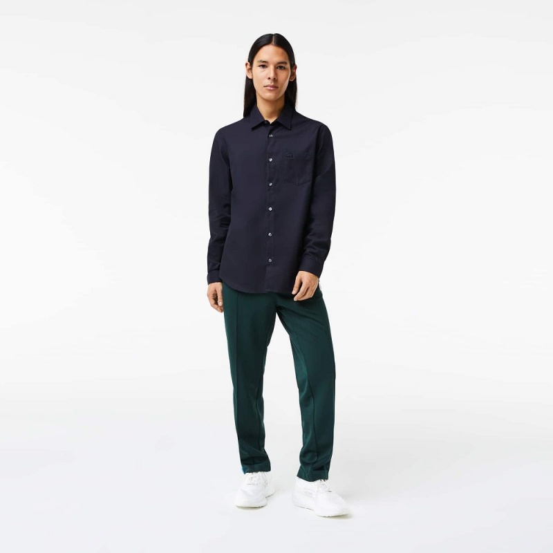 Men's Lacoste Regular Fit Solid Cotton Shirt Abysm blue | ZVR573849