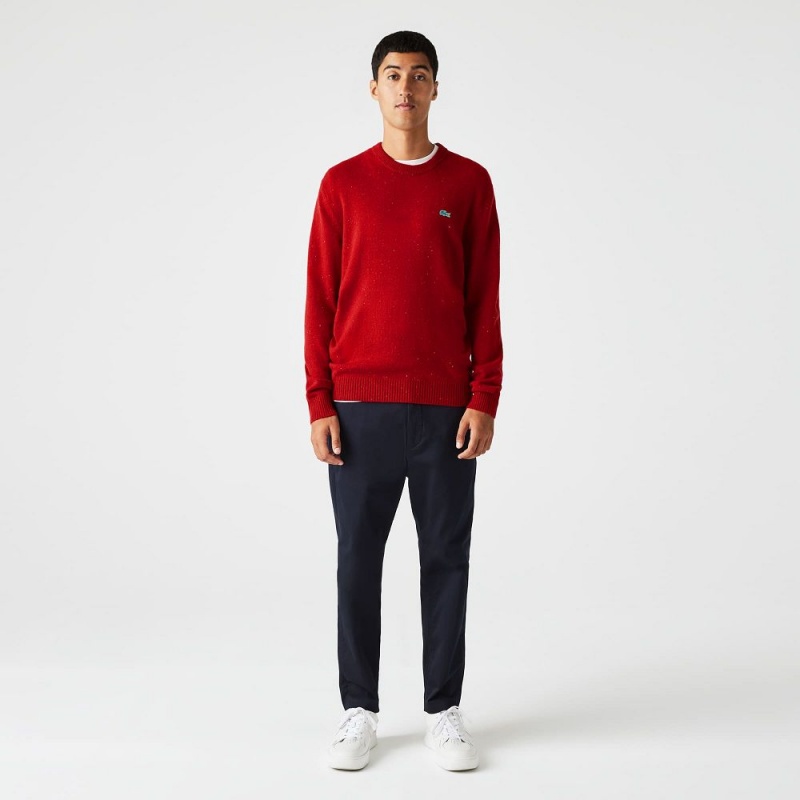 Men's Lacoste Regular Fit Speckled Print Wool Jersey Sweater Red | JVW402739