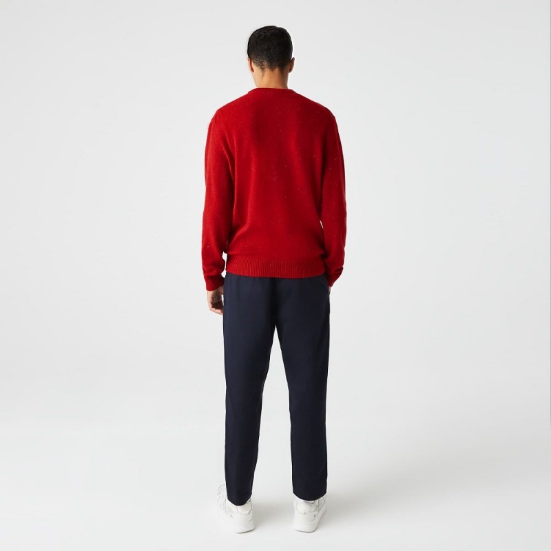 Men's Lacoste Regular Fit Speckled Print Wool Jersey Sweater Red | JVW402739