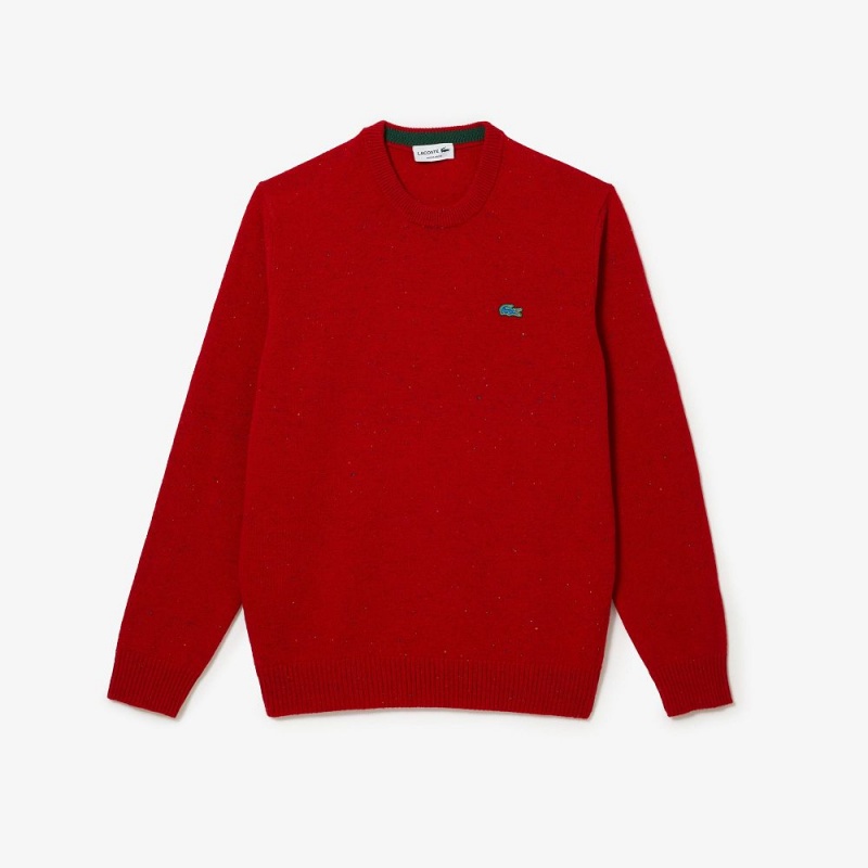 Men's Lacoste Regular Fit Speckled Print Wool Jersey Sweater Red | JVW402739