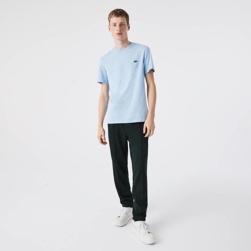 Men's Lacoste Regular Fit Speckled Print Cotton Jersey T-Shirt Turquoise | IGH308162