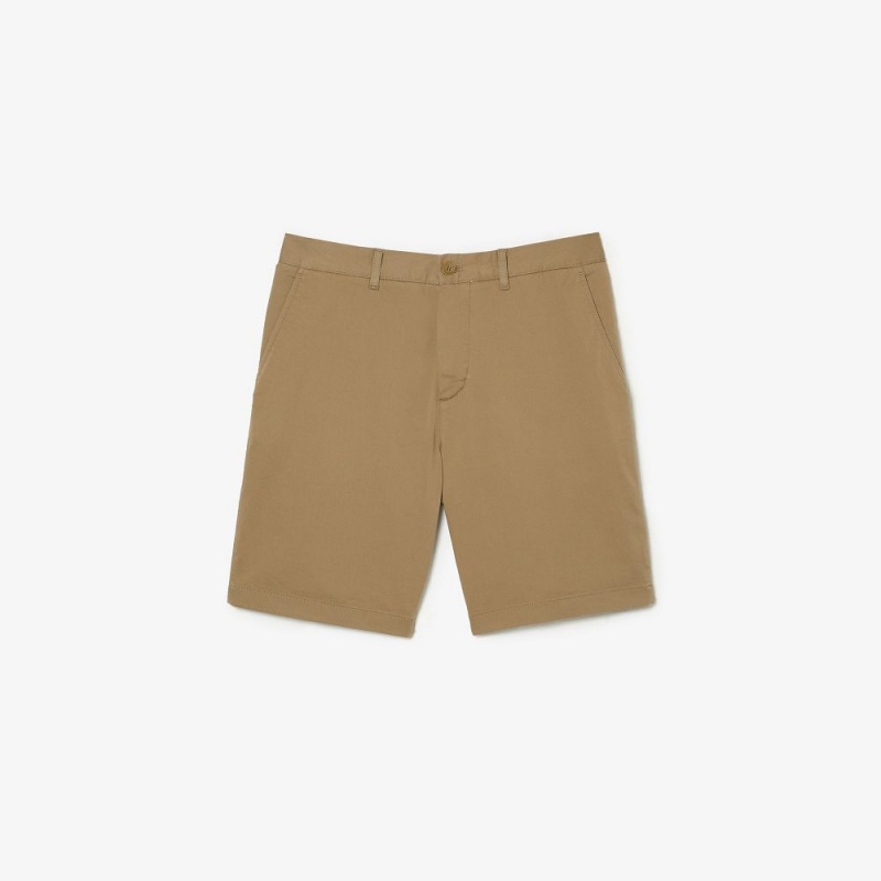 Men's Lacoste Regular Fit Stretch Organic Cotton Bermuda Shorts Beige | KTV240735