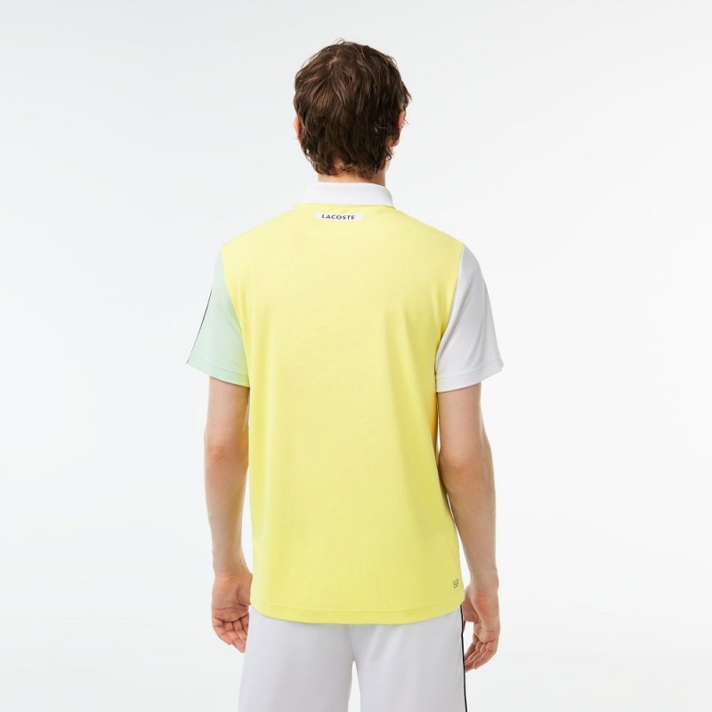 Men's Lacoste Regular Fit Tennis Polo Shirts White Green Flashy Yellow Navy Blue | IDR710629