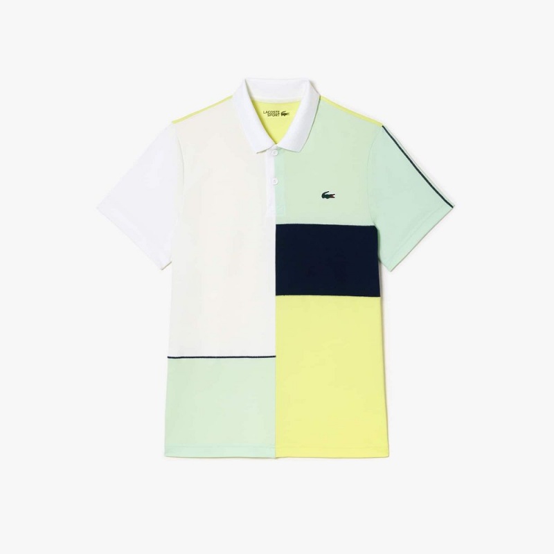 Men's Lacoste Regular Fit Tennis Polo Shirts White Green Flashy Yellow Navy Blue | IDR710629