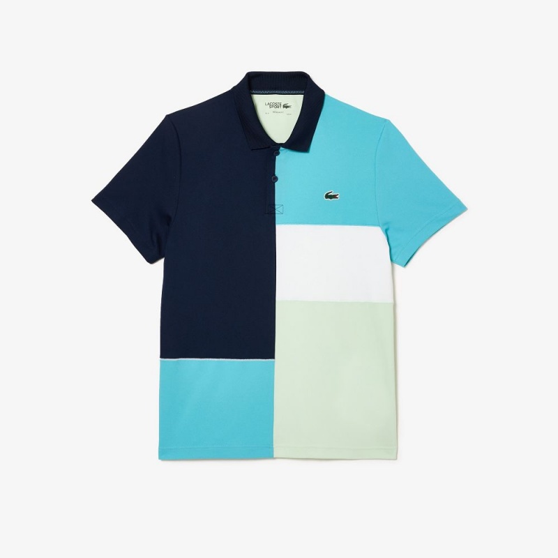 Men's Lacoste Regular Fit Tennis Polo Shirts Navy Blue Blue Green White | SPI649158