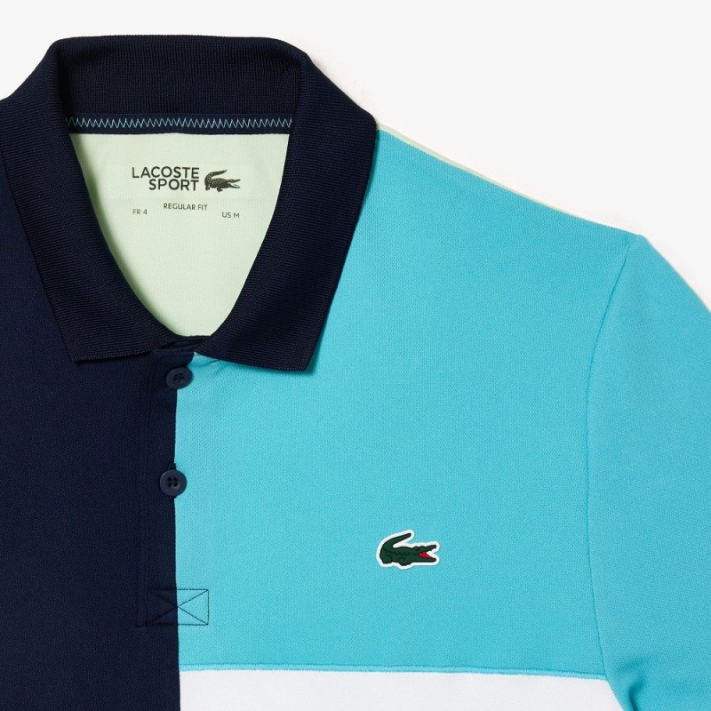 Men's Lacoste Regular Fit Tennis Polo Shirts Navy Blue Blue Green White | SPI649158