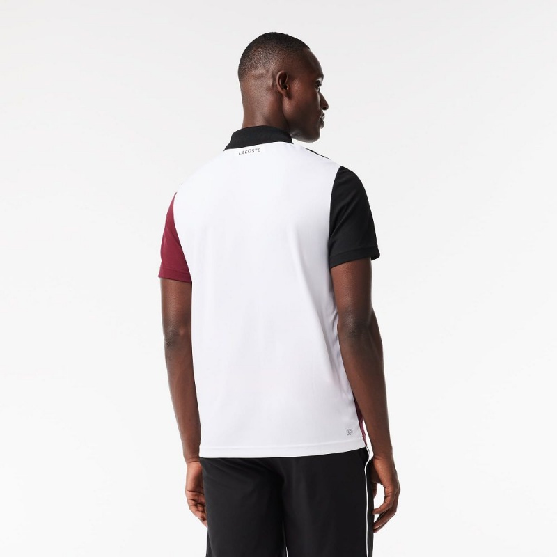 Men's Lacoste Regular Fit Tennis Polo Shirts Black Bordeaux White Orange | OAQ965174