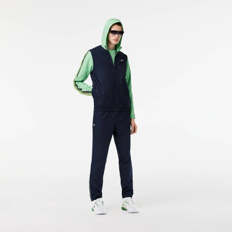 Men's Lacoste Regular Fit Tennis Tracksuits Navy Blue Green Navy Blue Green | NBV460592