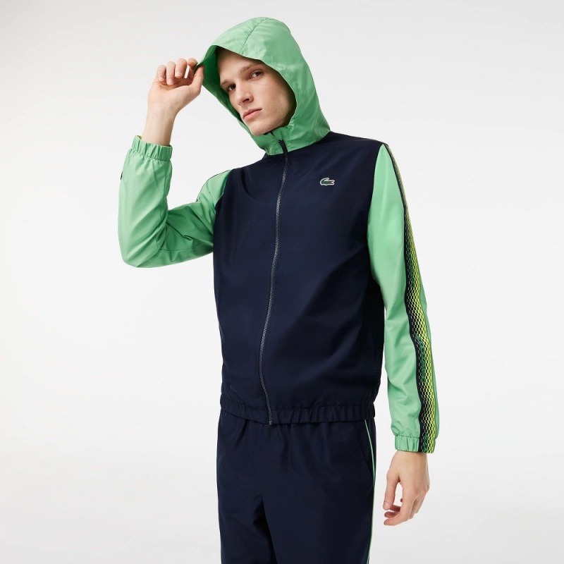 Men's Lacoste Regular Fit Tennis Tracksuits Navy Blue Green Navy Blue Green | NBV460592