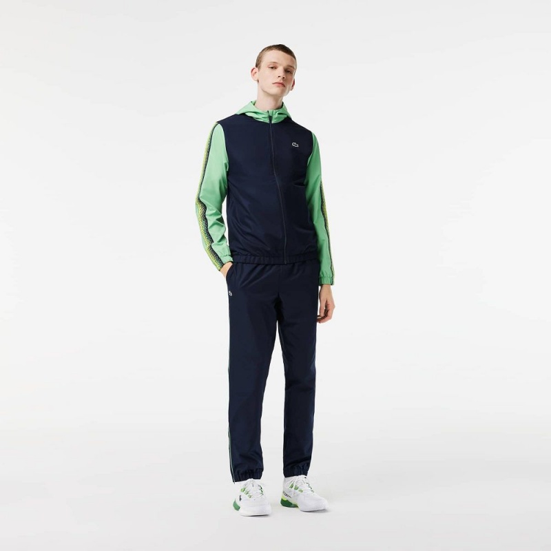 Men\'s Lacoste Regular Fit Tennis Tracksuits Navy Blue Green Navy Blue Green | NBV460592