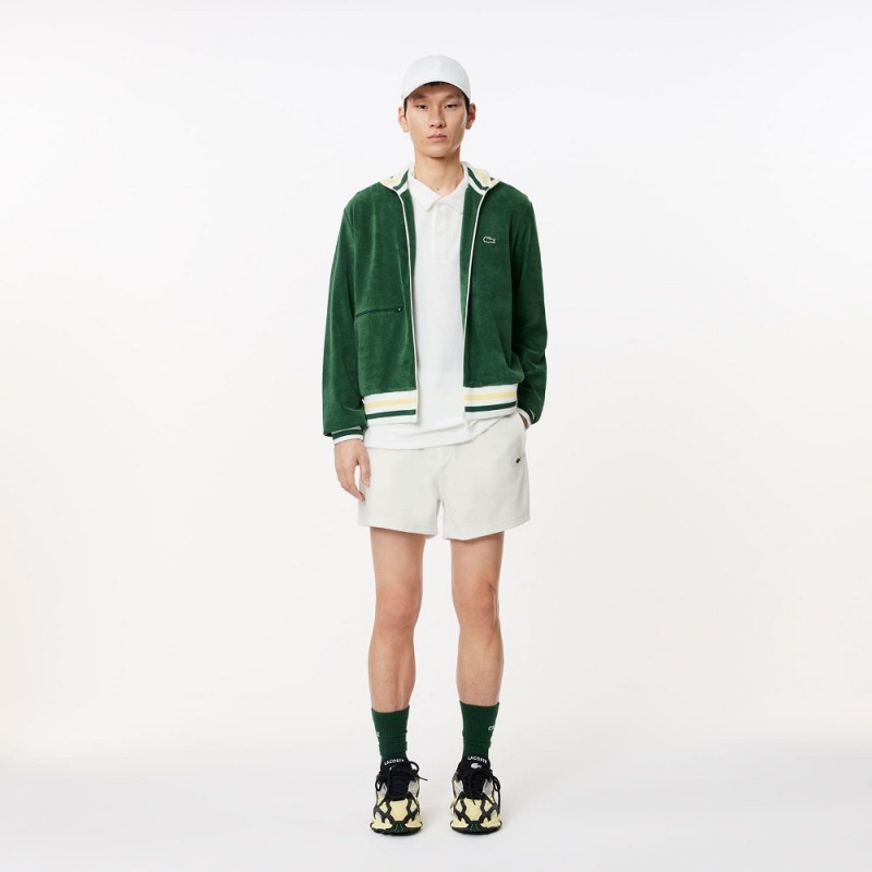 Men's Lacoste Regular Fit Terry Knit Paris Shorts White | DHW325968