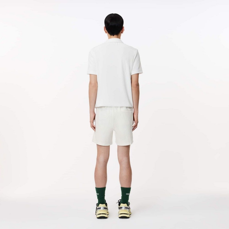 Men's Lacoste Regular Fit Terry Knit Paris Shorts White | DHW325968