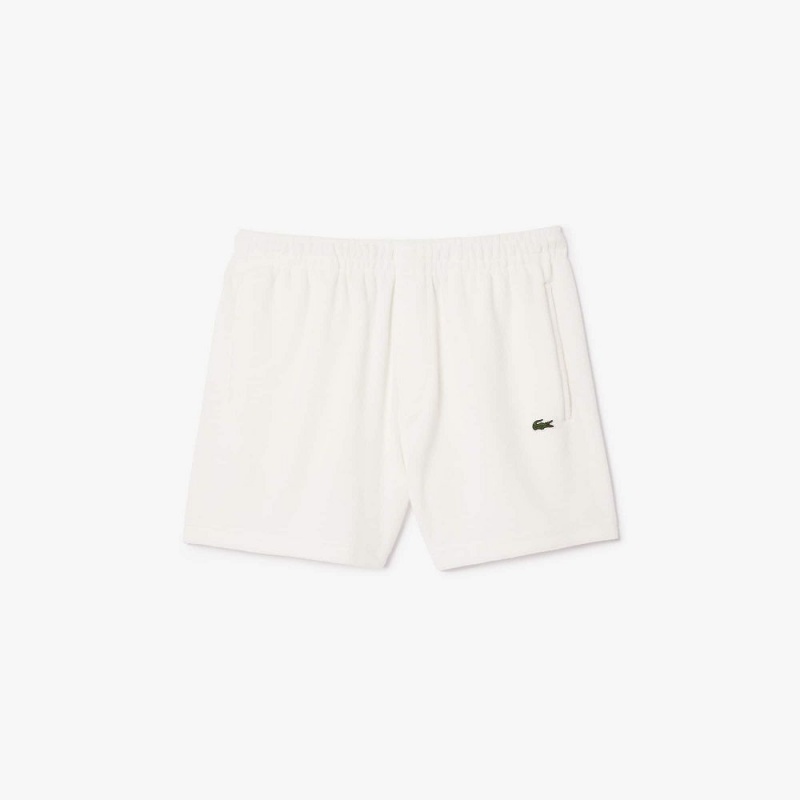 Men's Lacoste Regular Fit Terry Knit Paris Shorts White | DHW325968