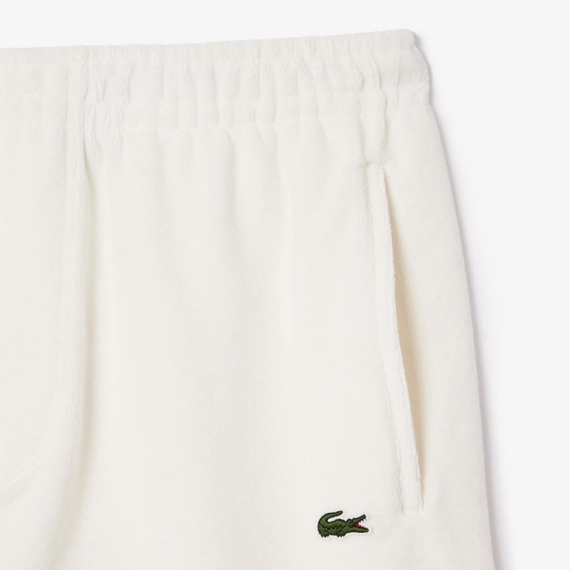 Men's Lacoste Regular Fit Terry Knit Paris Shorts White | DHW325968