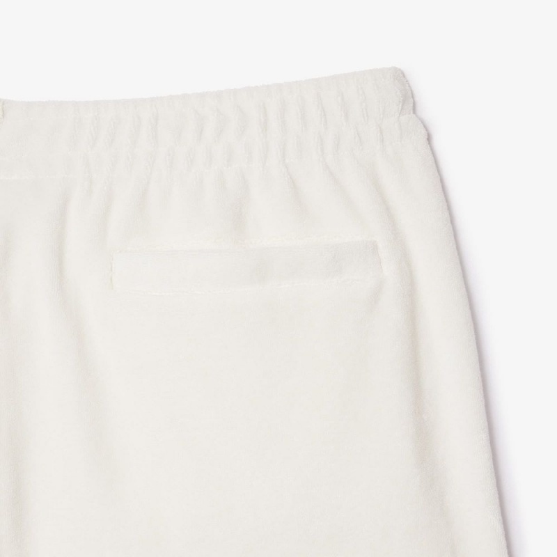 Men's Lacoste Regular Fit Terry Knit Paris Shorts White | DHW325968